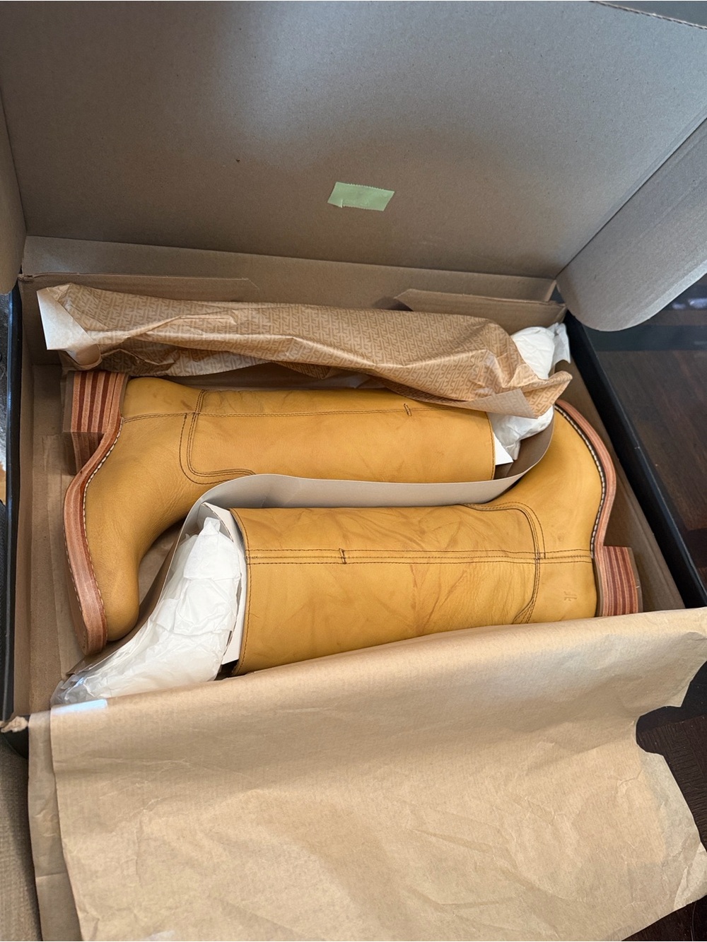 Guaranteed Authentic Frye Banana Leather Campus 14L Knee-High Boots NIB - Picture 5 of 9